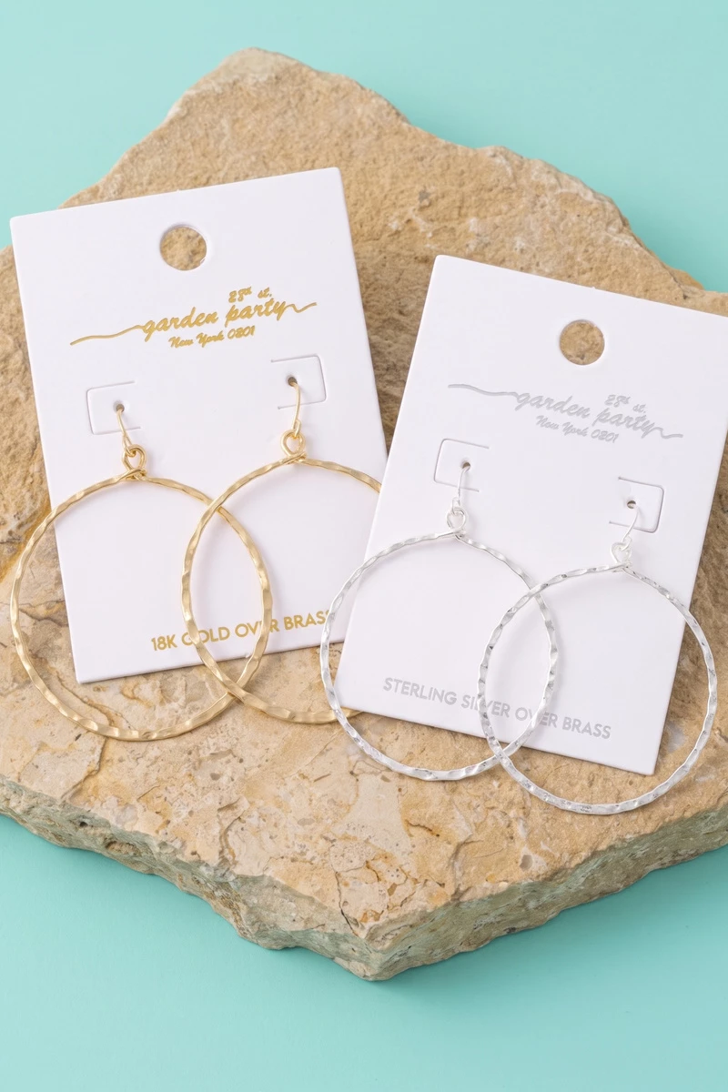 18K Gold Dipped Circle Dangle Hoop Earrings