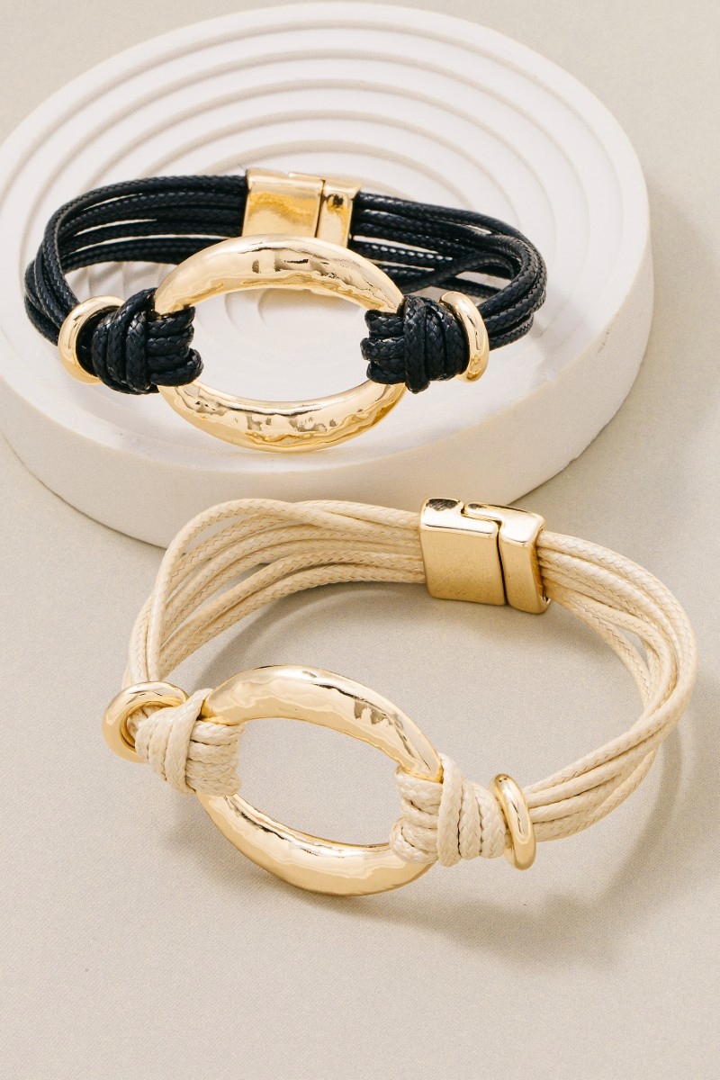 Magnetic Clasp Oval Hoop Corded Bracelet