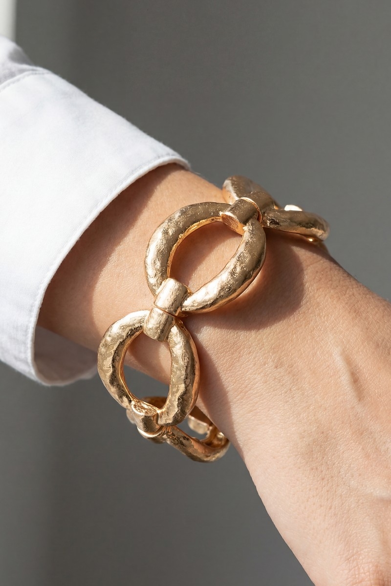 Hammered Metallic Ovals Elastic Bracelet
