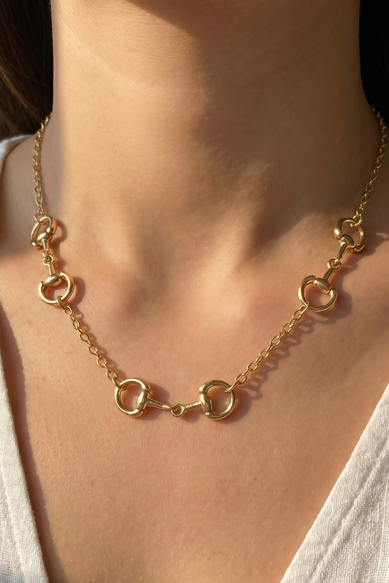 Multi Horsebit Station Delicate Chain Necklace