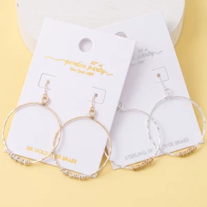 18K Gold Dipped Hammered Circle Wire Wrap Earrings