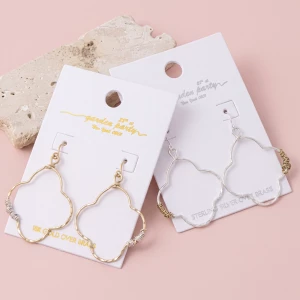 18K Gold Dipped Hammered Quatrefoil Wire Wrap Earrings