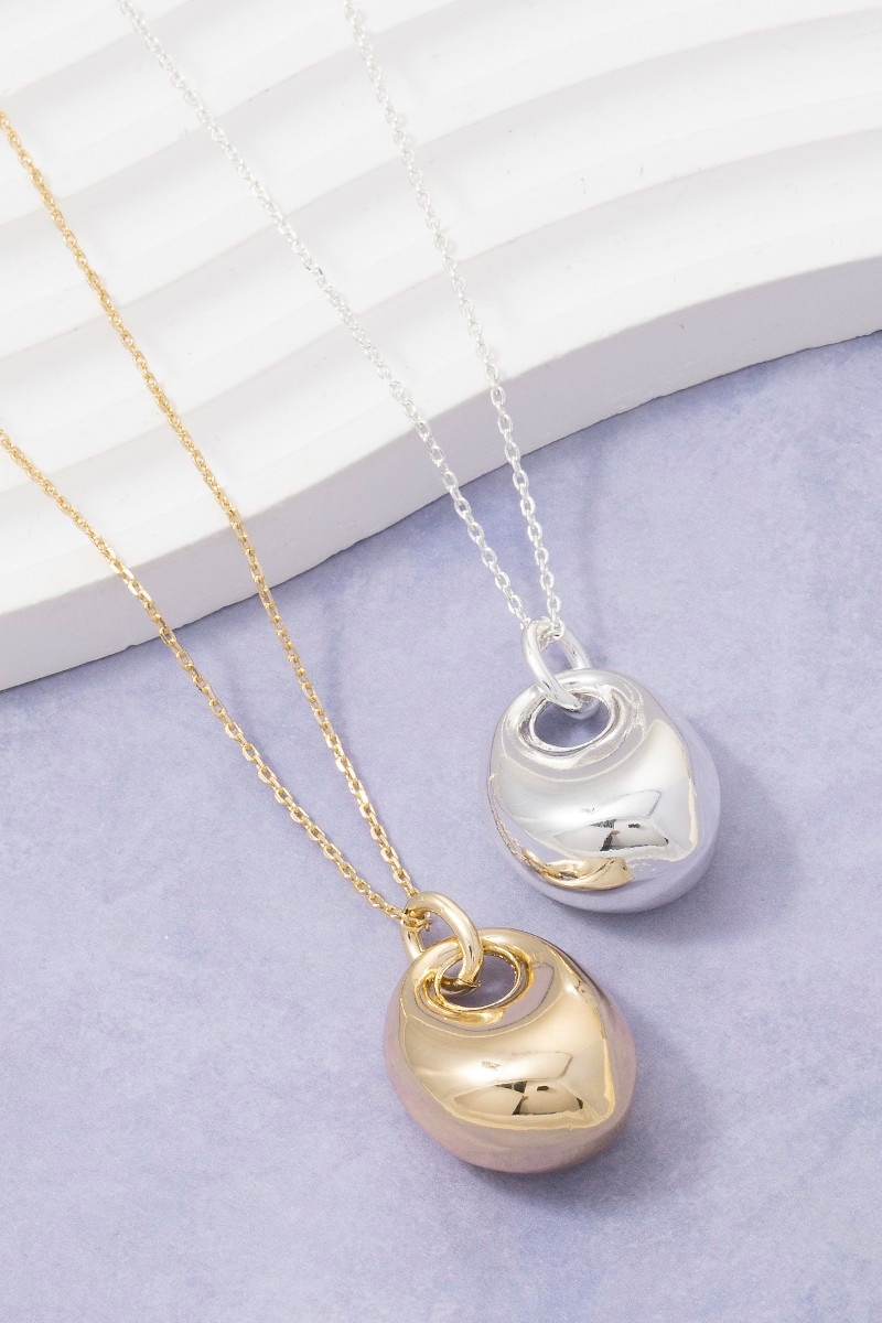 Irregular Rounded Oval Pendant Chain Necklace