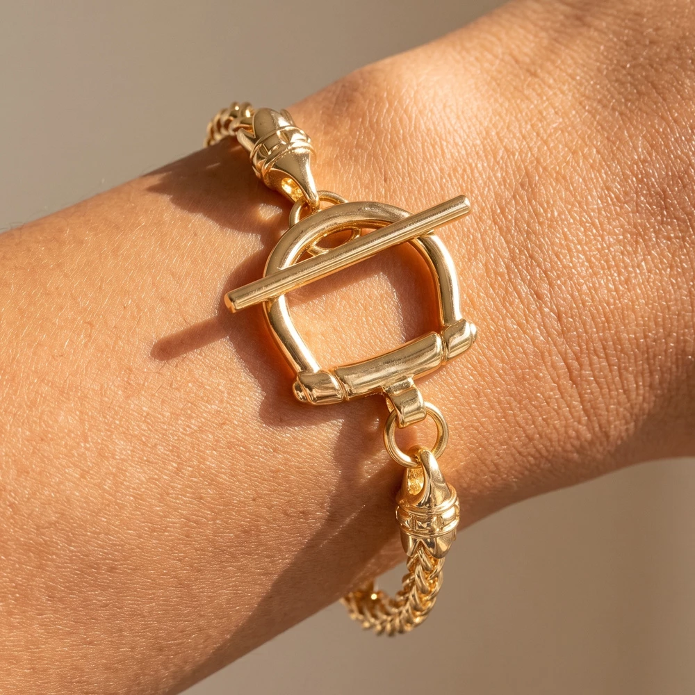 Polished Wheat Chain Toggle Bracelet