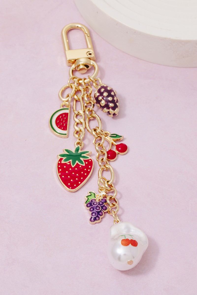Enamel Strawberry Watermelon Cherry Pearl Bag Charms
