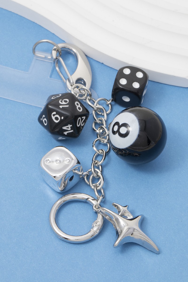 Multi Dice 8 Ball And Star Bag Charms