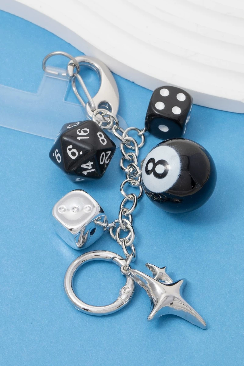 Multi Dice 8 Ball And Star Bag Charms
