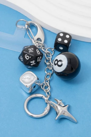 Multi Dice 8 Ball And Star Bag Charms