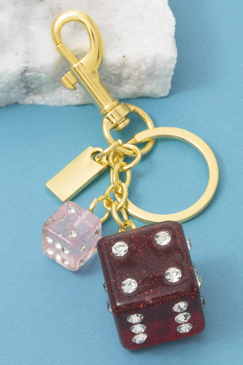Glittery Rhinestone Dice Bag Charms