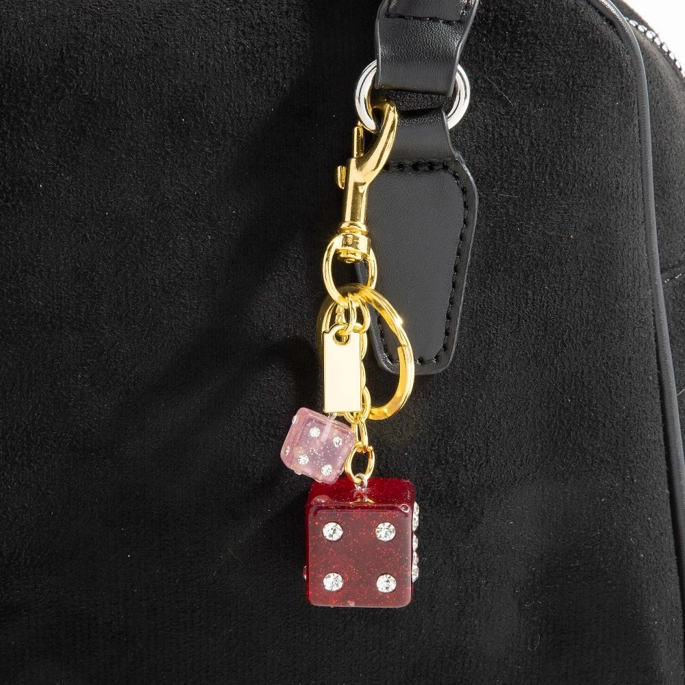 Glittery Rhinestone Dice Bag Charms