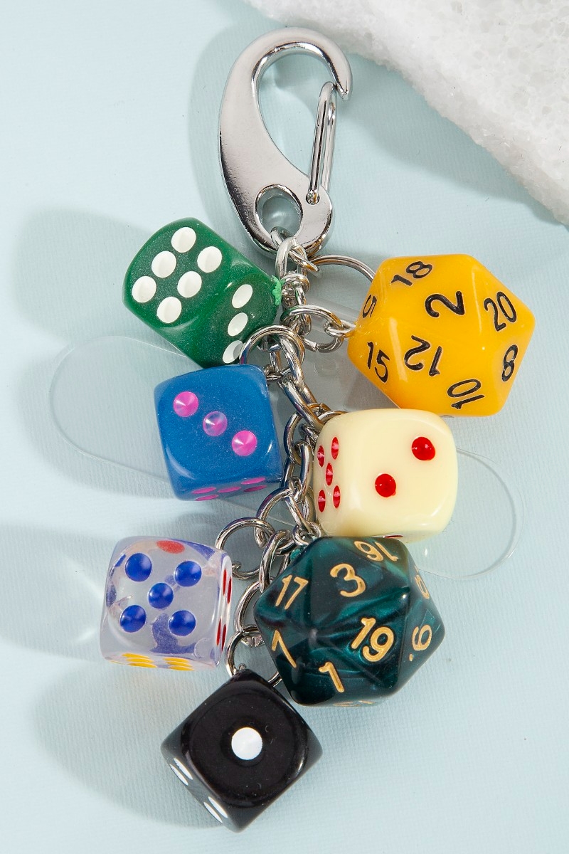 Mixed Seven Dice Chain Bag Charm