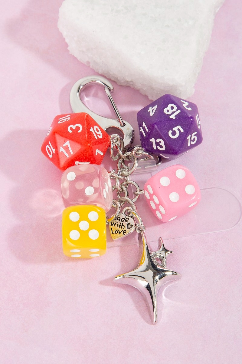 Dice And Star Chain Bag Charm