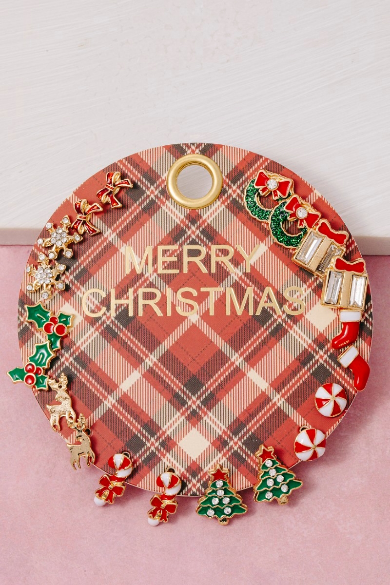 Assorted Enamel Christmas Themed Earrings Set