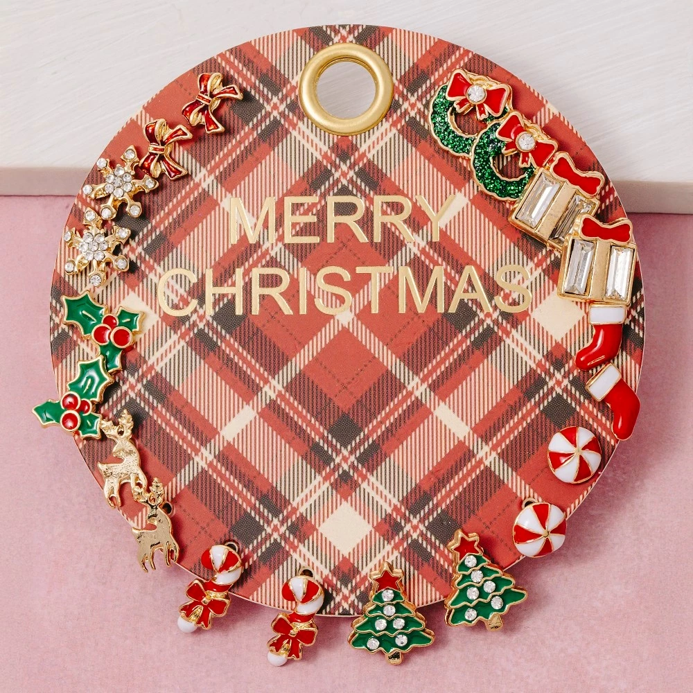 Assorted Enamel Christmas Themed Earrings Set