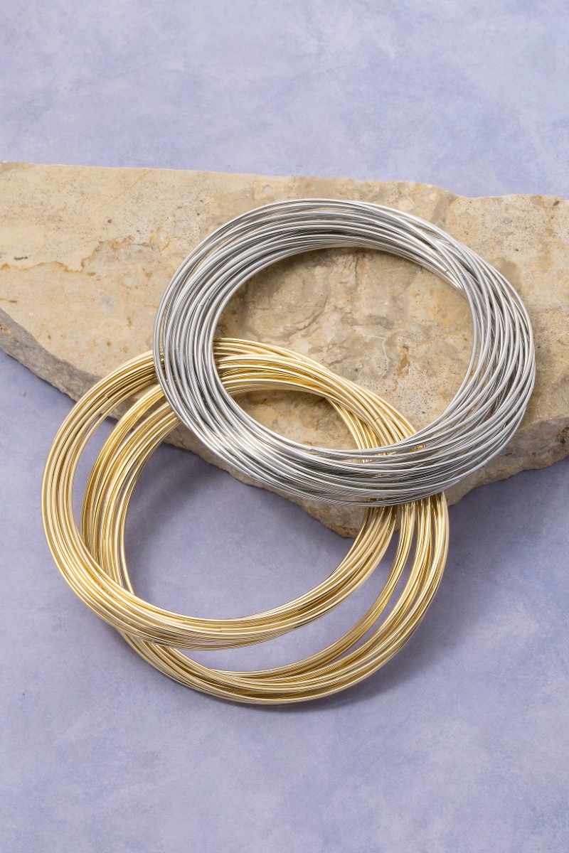 Thin Dainty Metallic Bangle Bracelets Set