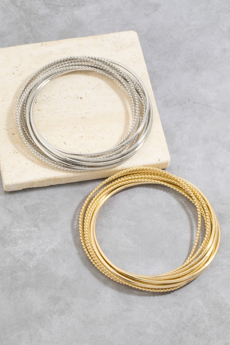 Mixed Dainty Metallic Bangle Bracelets Set