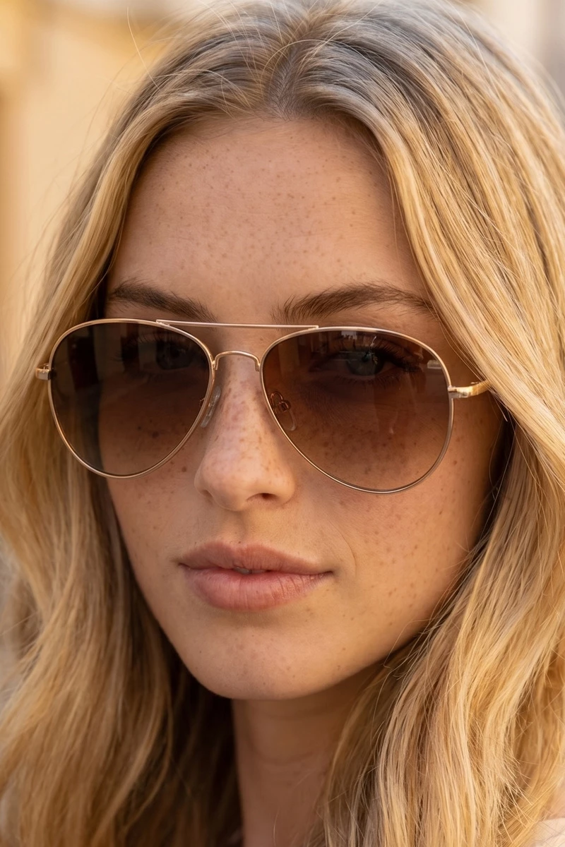 Classic Slim Metal Aviator Tinted Sunglasses