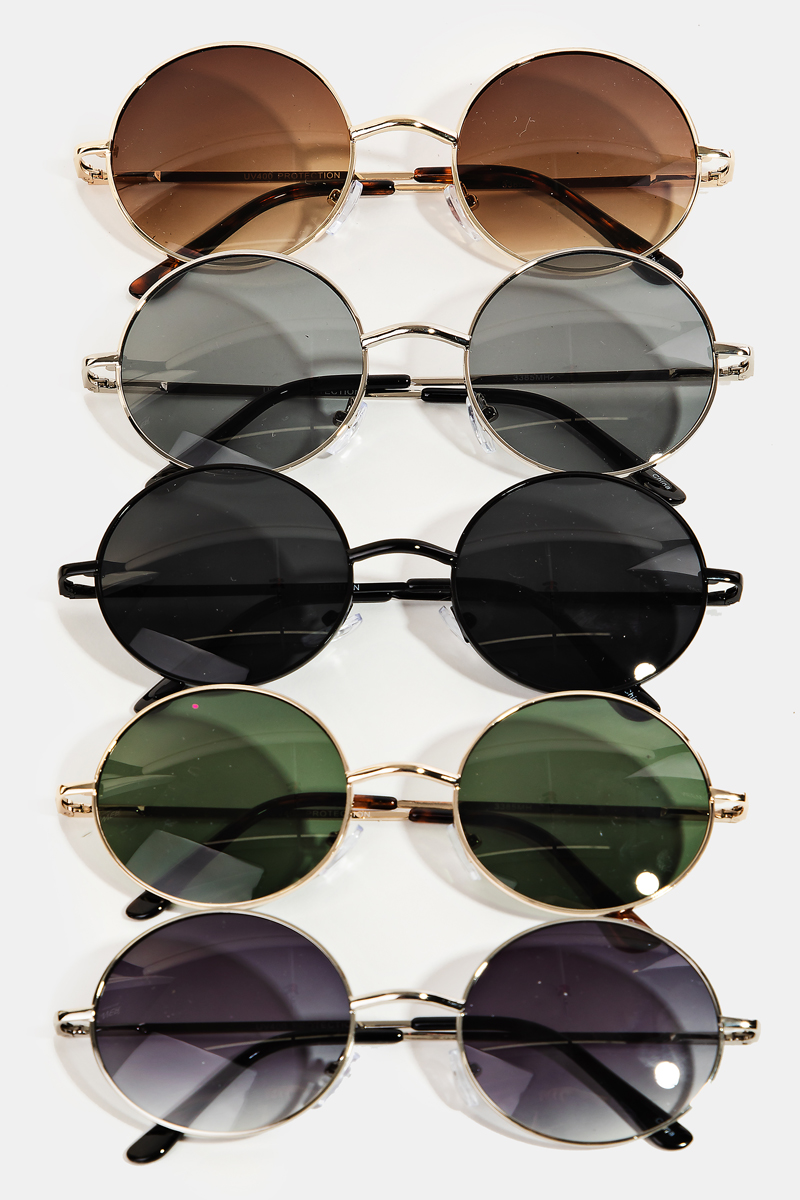 Retro Round Sunglasses Set