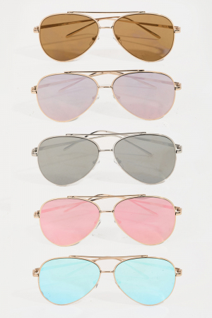 Assorted Aviator Double Bridge Sunglasses