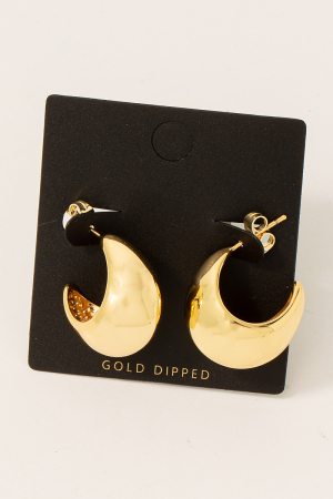 Gold Dipped Wide Rounded Hoop Earrings