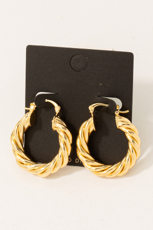 Gold Dipped Tight Braided Hoop Earrings