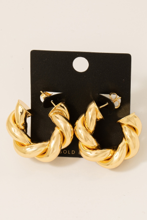 Gold Dipped Twisted Tube Hoop Earrings