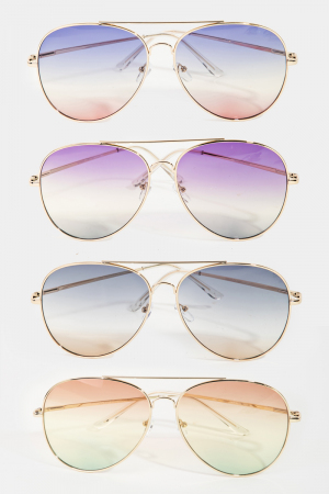 Metal Frame Aviator Fashion Sunglasses Set