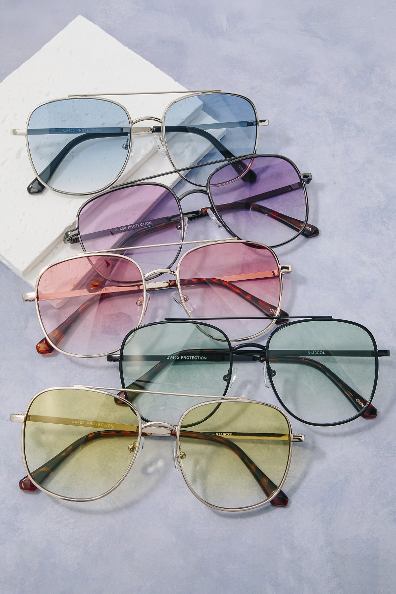 Twelve Piece Double Bridge Metal Frame Sunglasses Set