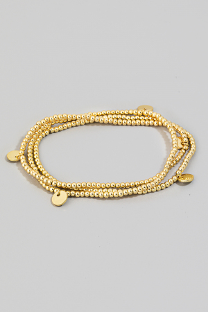 Dainty Coin Beaded Bracelet Set