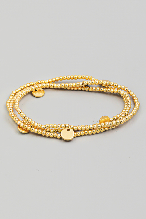 Ball Beaded Disc Bracelet Set