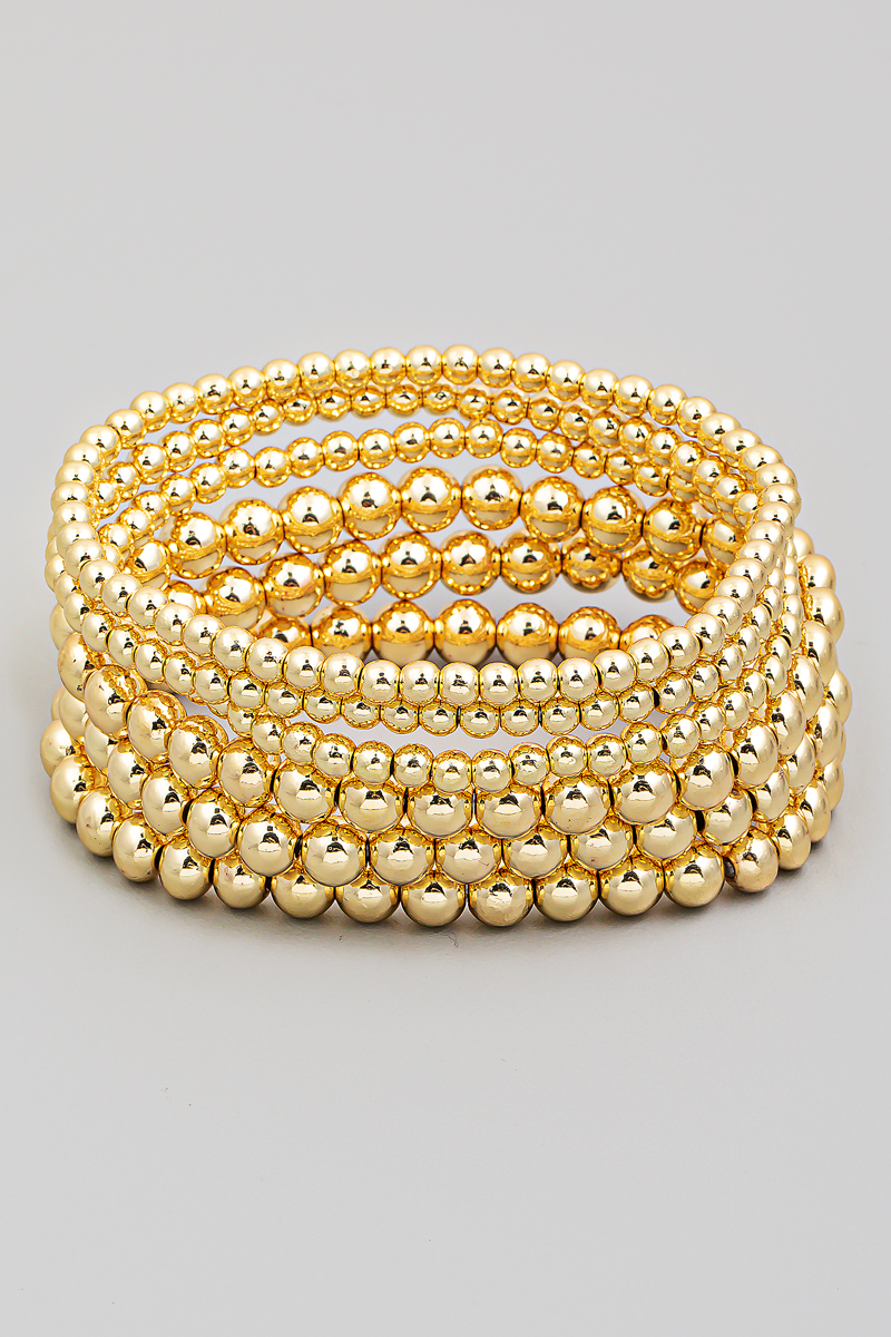 Metallic Ball Beaded Stackable Bracelet