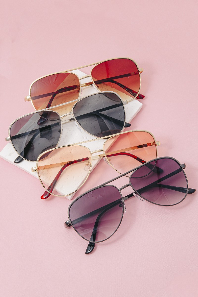 Thin Aviator Frame Sunglasses Set