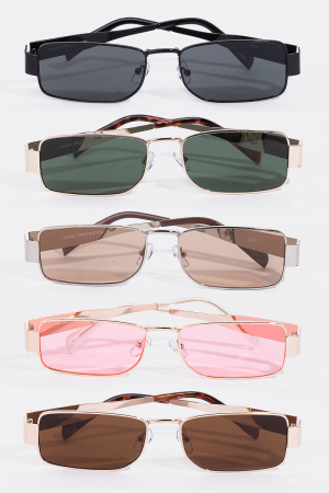 Thin Metal Rectangle Frame Sunglasses Set