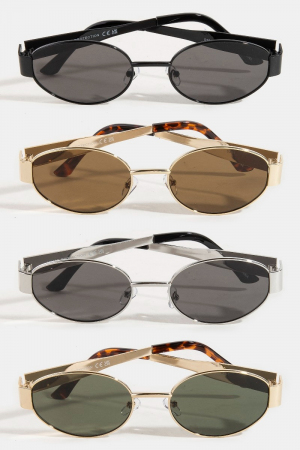 Metal Frame Oval Lens Sunglasses Set