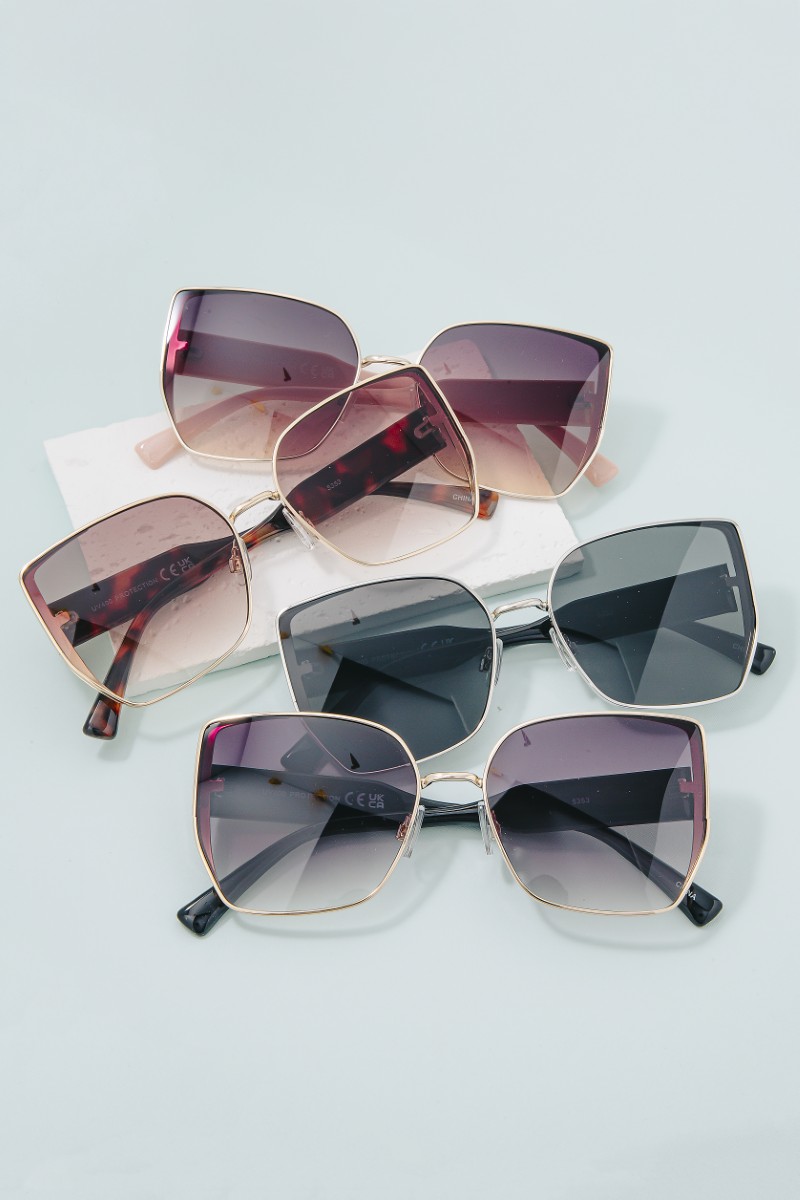 Large Square Gradient Lens Sunglasses Set