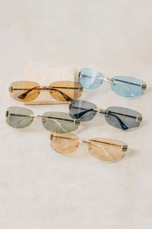 Rimless Cat Eye Half Moon Sunglasses Set