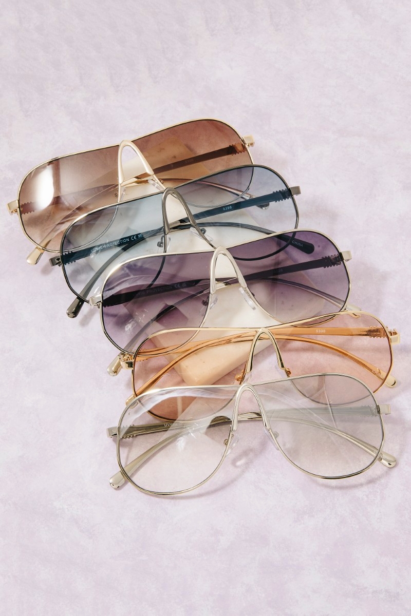 Oversized Metal Aviator Sunglasses
