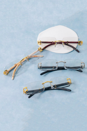 Rimless Rectangle Transition Lens Sunglasses Set