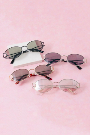 Slim Oval Metal Frame Sunglasses Set