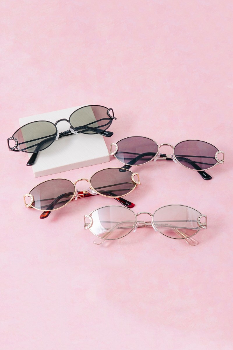 Slim Oval Metal Frame Sunglasses Set