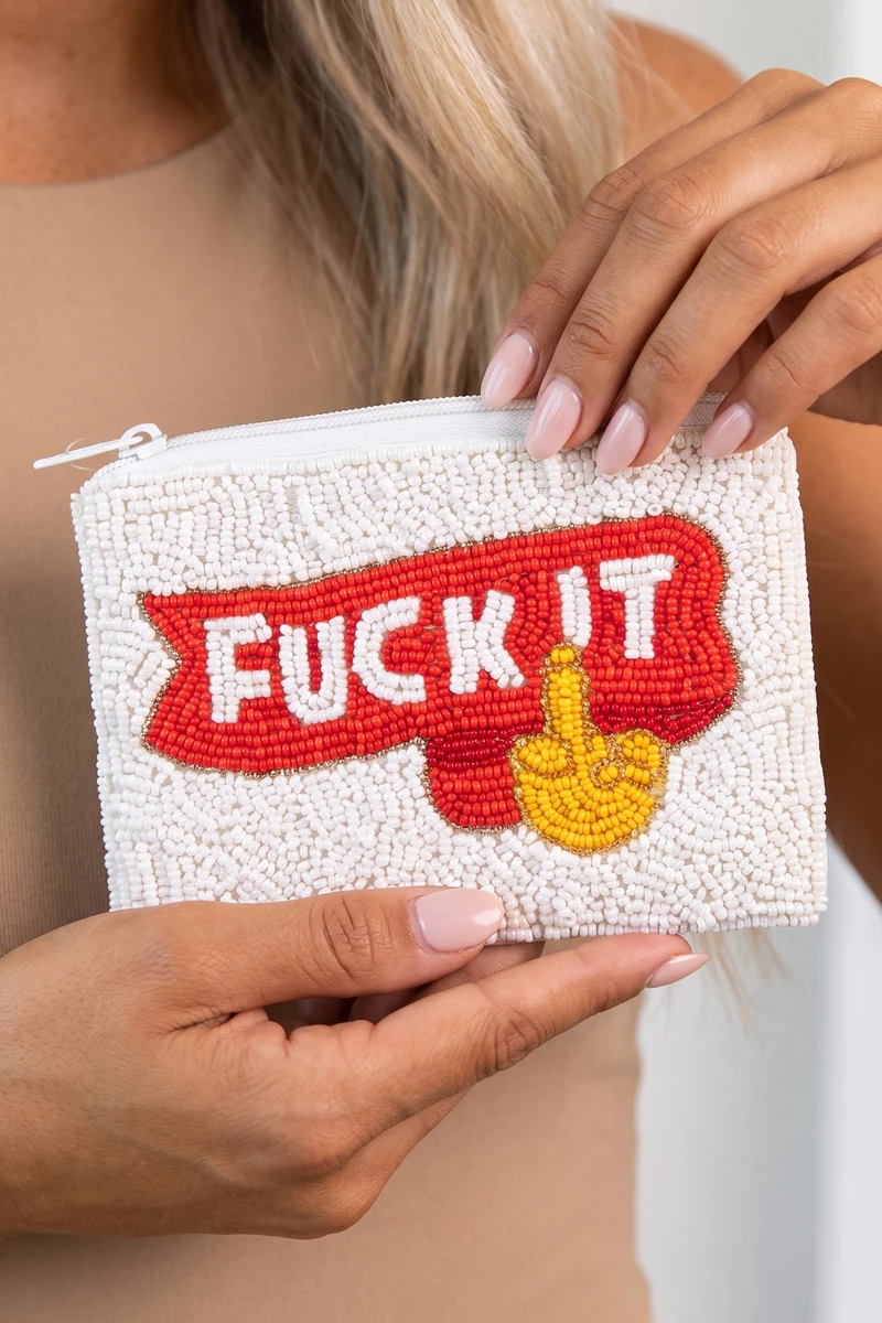 Beaded Fuck It Novelty Coin Pouch