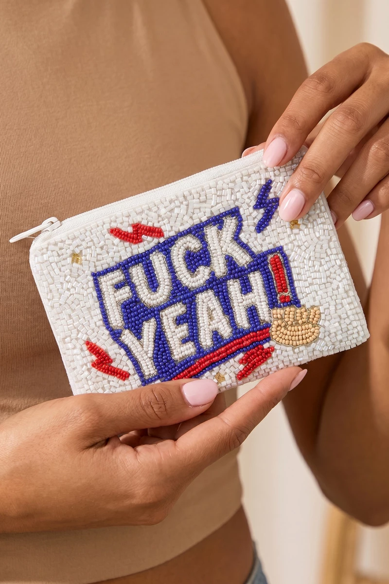Fuck Yeah Cheers Beaded Coin Pouch