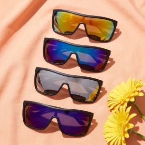 Oversized Shield Single Lens Mirror Sunglasses