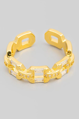 Pave Rhinestone Chain Ring