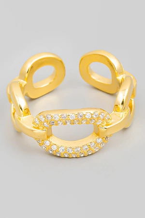 Pave Oval Chain Link Ring