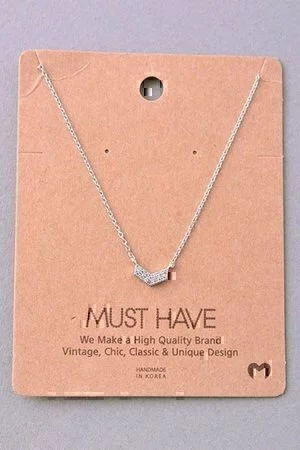 Chevron Rhinestone Pendant Necklace