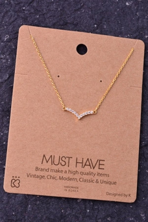 Rhinestone trim chevron pendant necklace.