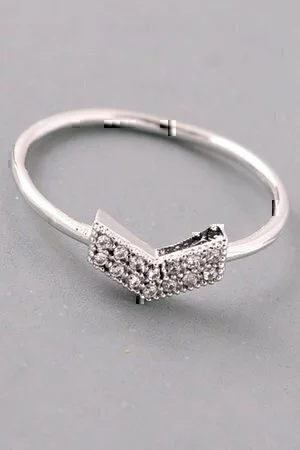 Rhinestone Embellished Chevron Ring