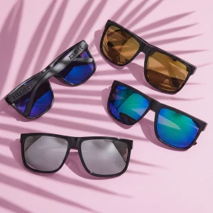 Oversized Flat Top Mirror Lens Sunglasses