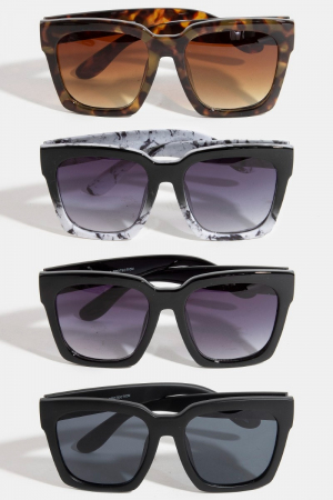 Tortoise Frame Square Sunglasses Set